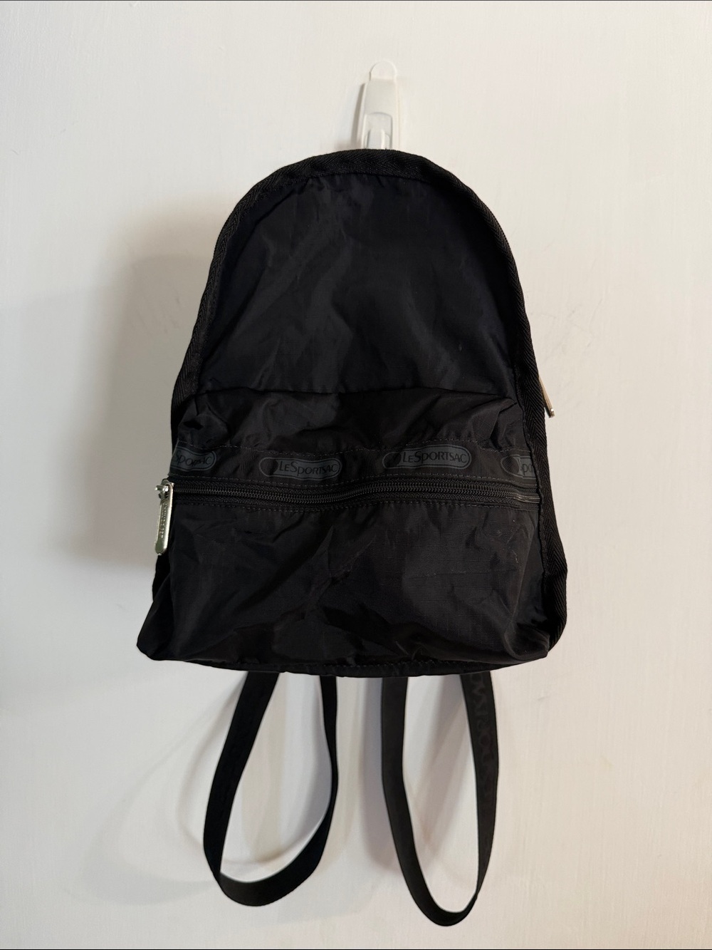 Lesportsac Mini Black Nylon Backpack with Front Zip Pocket
